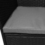 Conjunto bistró de rattan, 3 peças, cadeira de jardim ao ar livre, mesa, pá tio, sala de jantar, varanda, preto