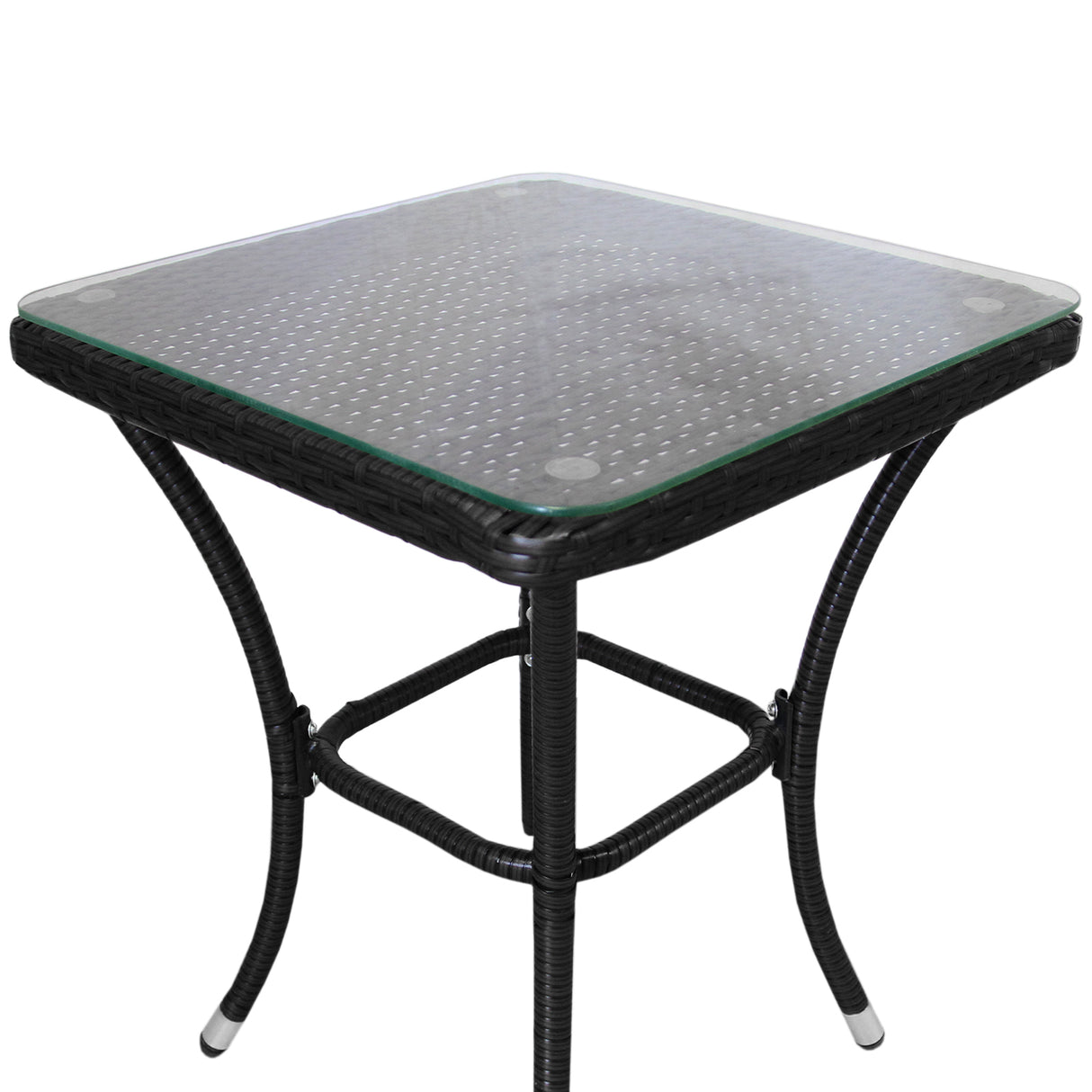 Conjunto bistró de rattan, 3 peças, cadeira de jardim ao ar livre, mesa, pá tio, sala de jantar, varanda, preto