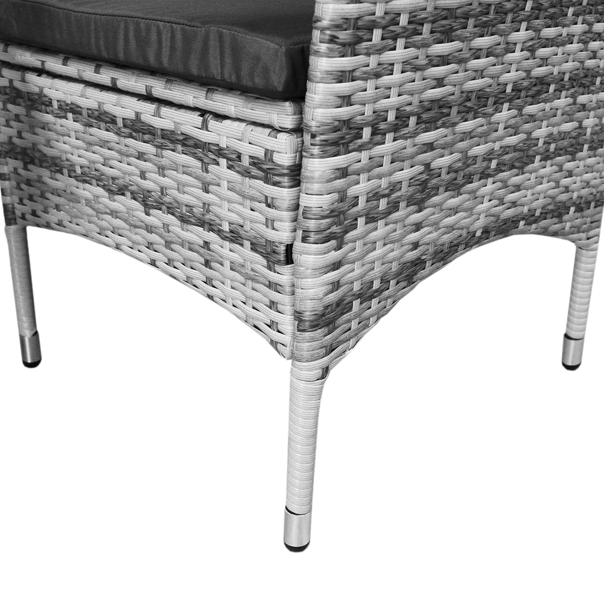 Conjunto bistró de rattan, 3 peças, cadeira de jardim ao ar livre, mesa, pá tio, sala de jantar, varanda, cinza claro