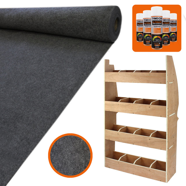 Revestimento antracite para van, textura felpuda, com cola e suporte, ideal para Citroën Berlingo, 11 m² de cobertura