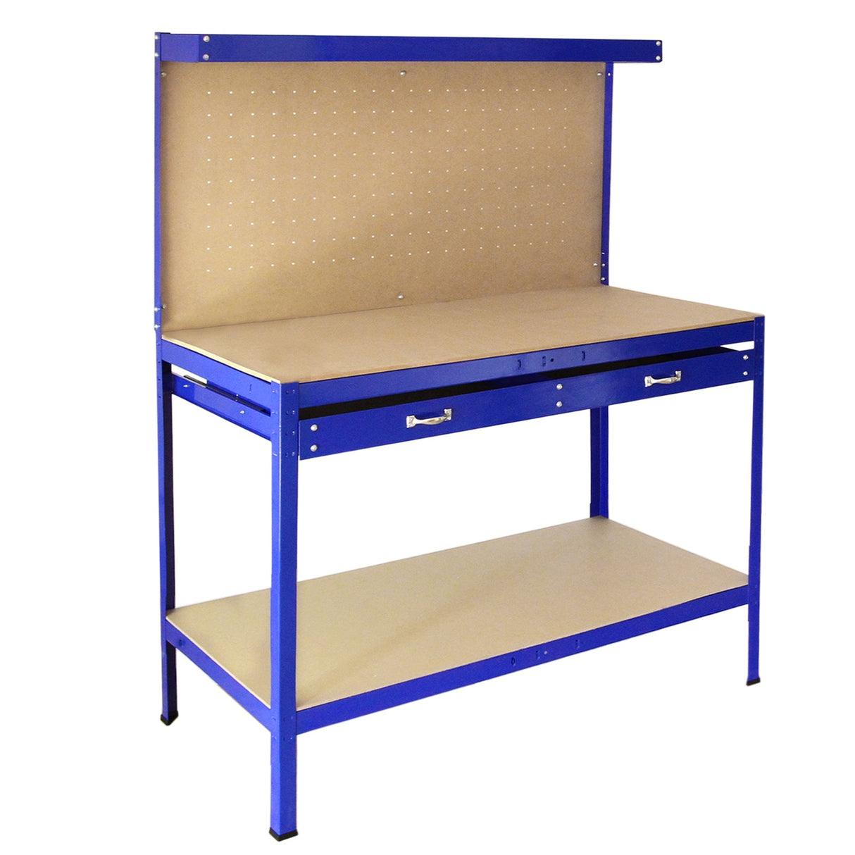 Bancada de trabalho mesa de trabalho ganchos gaveta oficina azul