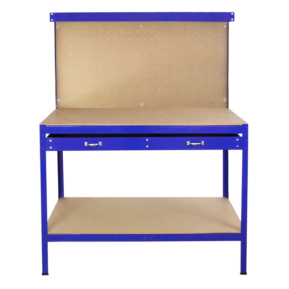 Bancada de trabalho mesa de trabalho ganchos gaveta oficina azul