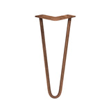 Pernas de garfo para mesa em metal marrom, com design em V, altura de 30,5 cm e dois dentes de 10 mm, ideal para mesas modernas