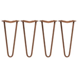 Pernas de garfo para mesa em metal marrom, com design em forma de V, 30,5 cm de altura e 2 dentes de 10 mm, ideal para mesas modernas