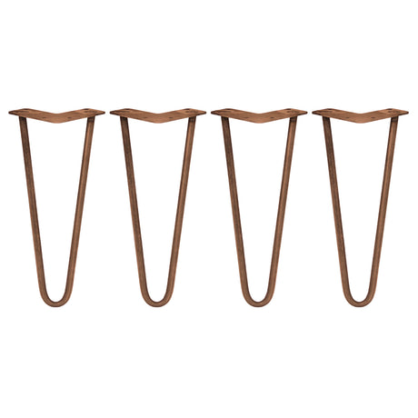 Pernas de garfo para mesa em metal marrom, com design em forma de V, 30,5 cm de altura e 2 dentes de 10 mm, ideal para mesas modernas