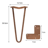 Pernas de garfo para mesa em metal bronze, 30,5 cm de altura, formato em V, com 2 dentes de 10 mm e suporte lateral de 11 cm
