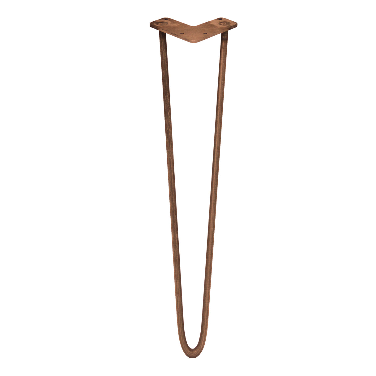 Pernas de garfo para mesa em metal marrom, com design em V e 71 cm de altura, ideal para suportar mesas modernas e elegantes