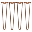 Pernas de garfo para mesa SkiSki, altura de 71 cm, com acabamento em metal bronze, formato curvado e design moderno de 2 dentes