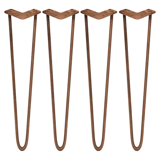 Pernas de garfo para mesa SkiSki, altura de 71 cm, com acabamento em metal bronze, formato curvado e design moderno de 2 dentes