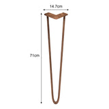 Pernas de garfo para mesa em metal, 71 cm de altura, acabamento rústico, com formato em V e dois dentes de 12 mm de espessura