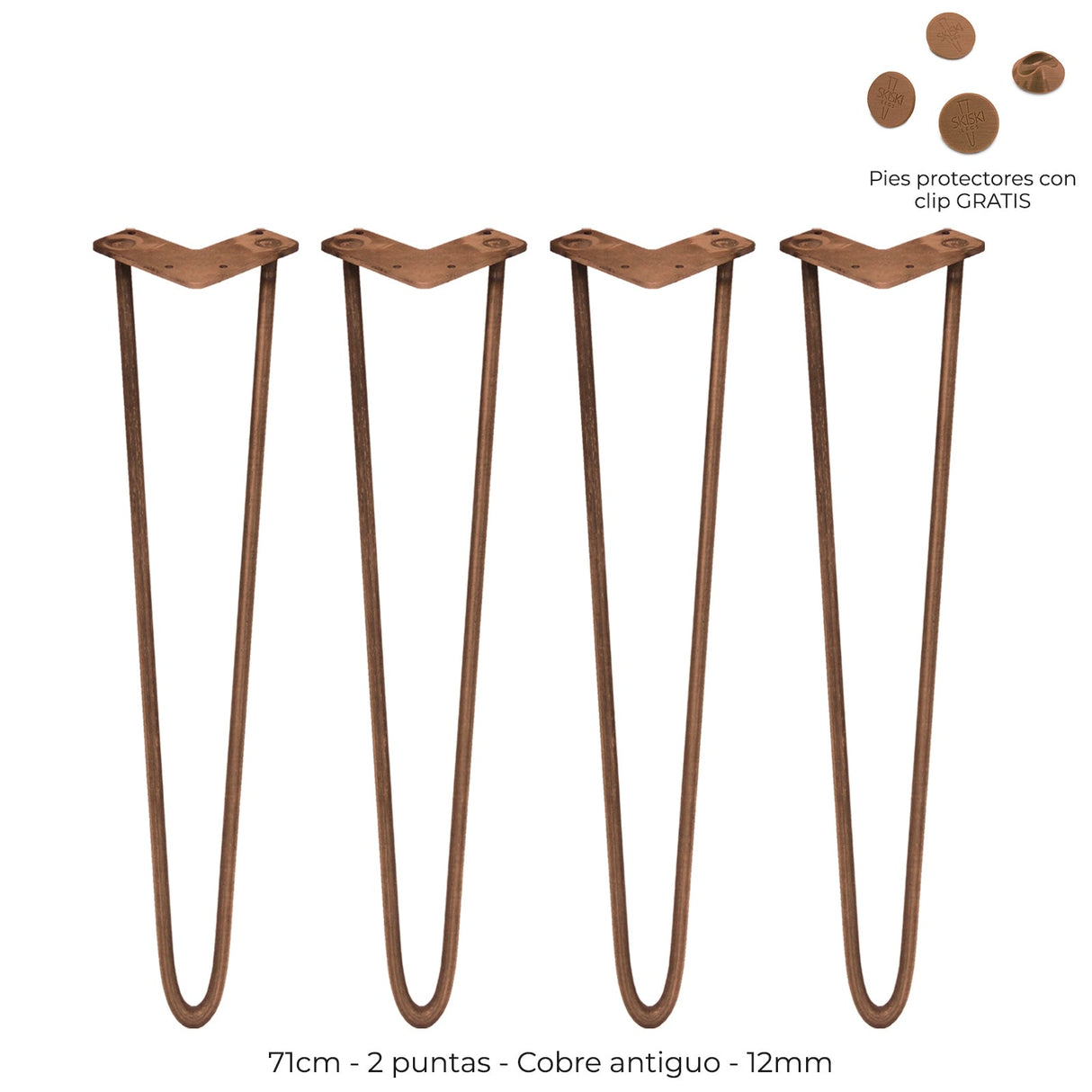 4 pernas em gancho para mesa de pernas de esqui 71 cm de altura 2 dentes 12 mm