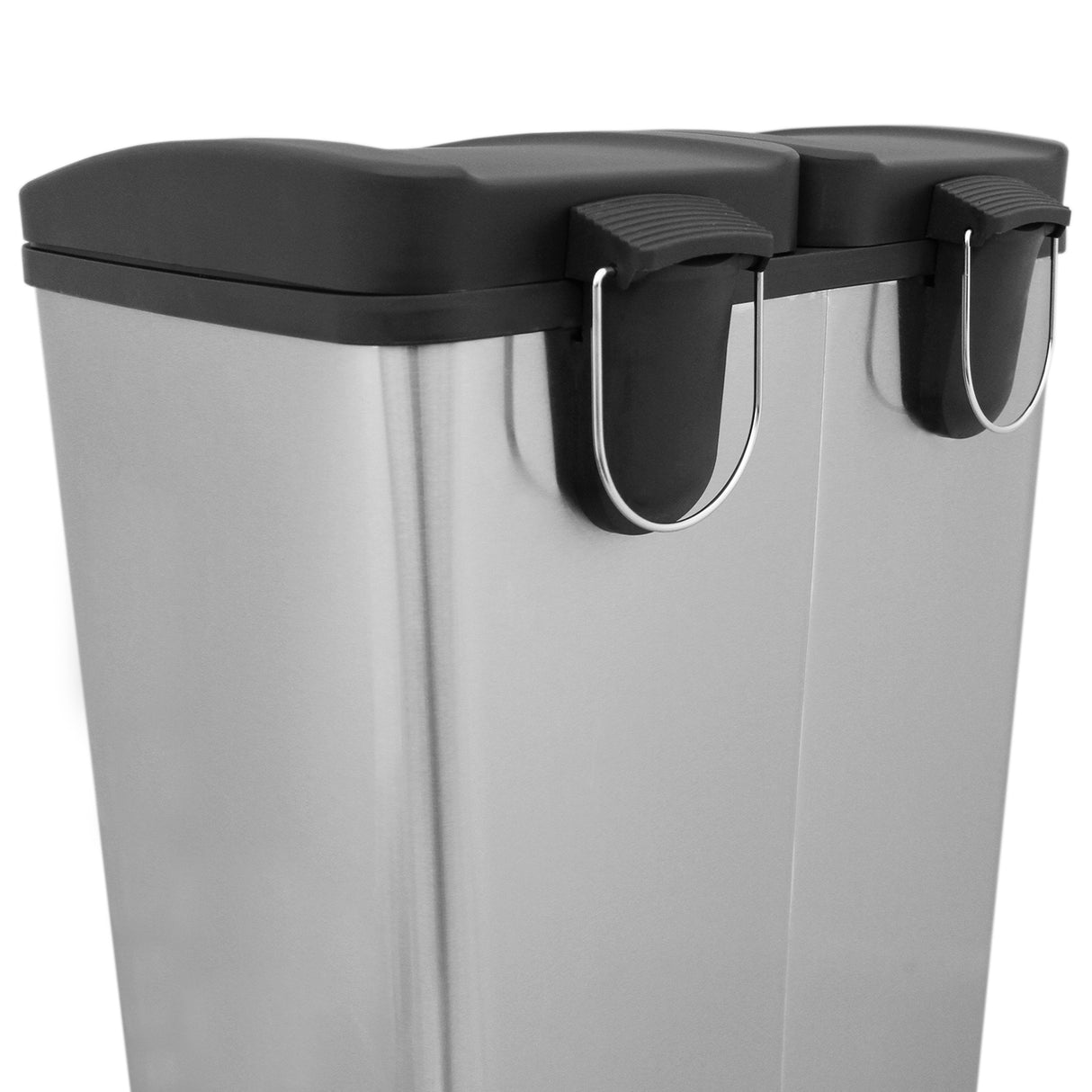 Lixeira com Pedal Duplo 2x30L Reciclagem, Prata