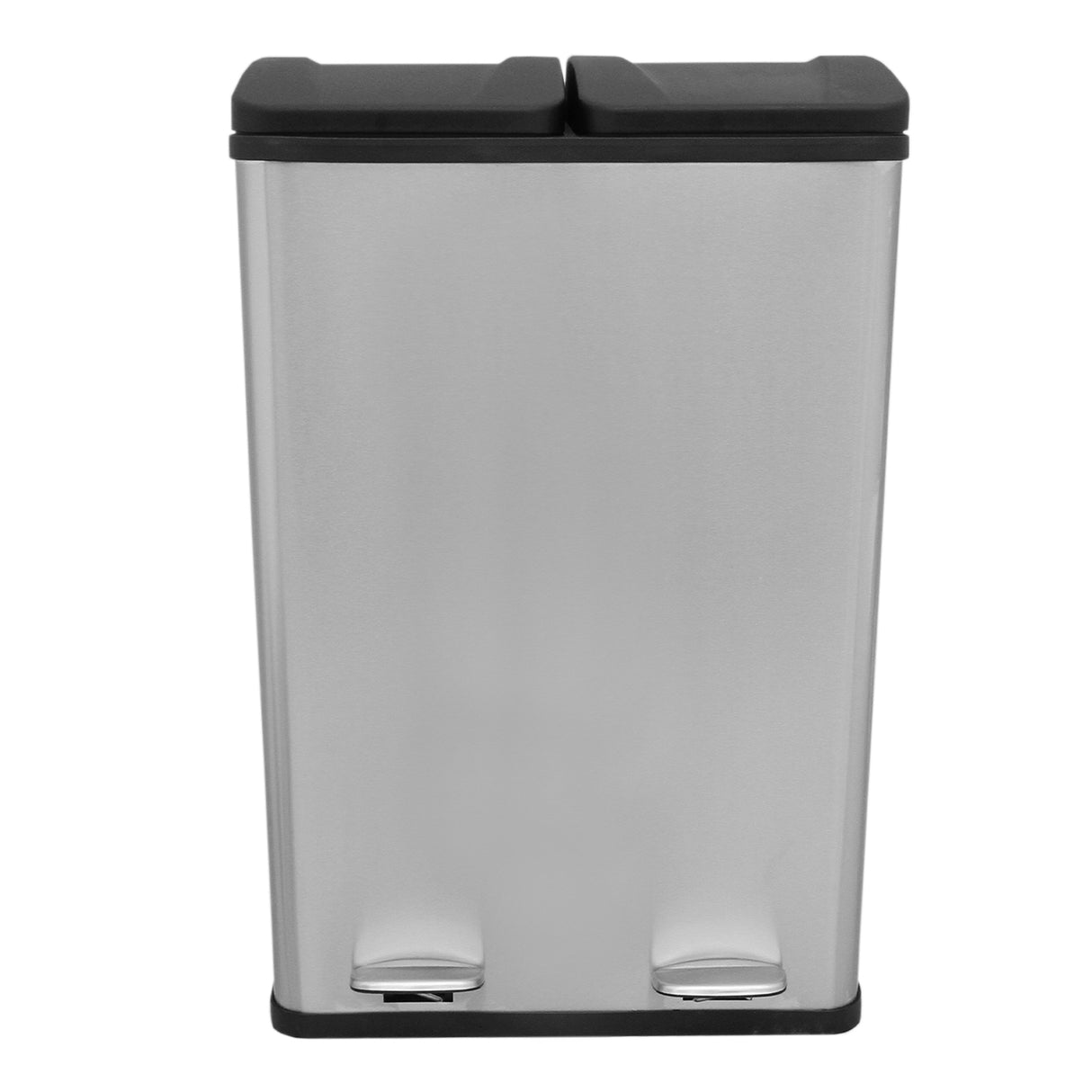 Lixeira com Pedal Duplo 2x30L Reciclagem, Prata