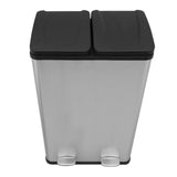 Lixeira com Pedal Duplo 2x30L Reciclagem, Prata
