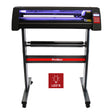 Plotter de recorte de vinil 720 com estrutura metálica, suporte robusto, guia de luz LED e painel de controle em destaque