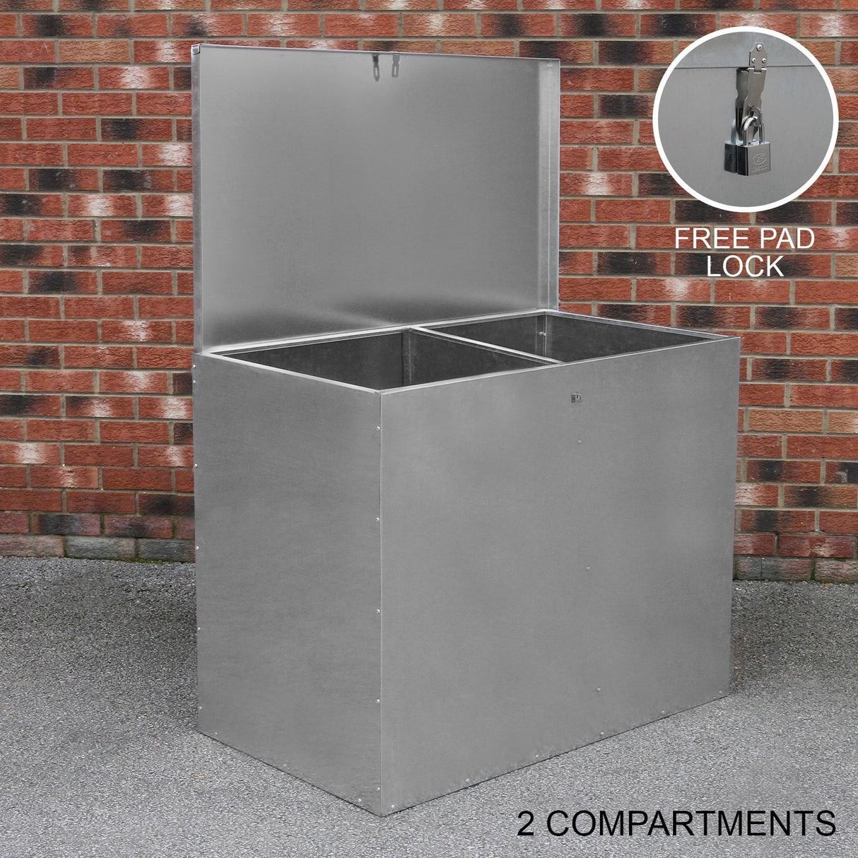 Grande recipiente de armazenamento de alimentação animal 64L exterior 2 compartimentos