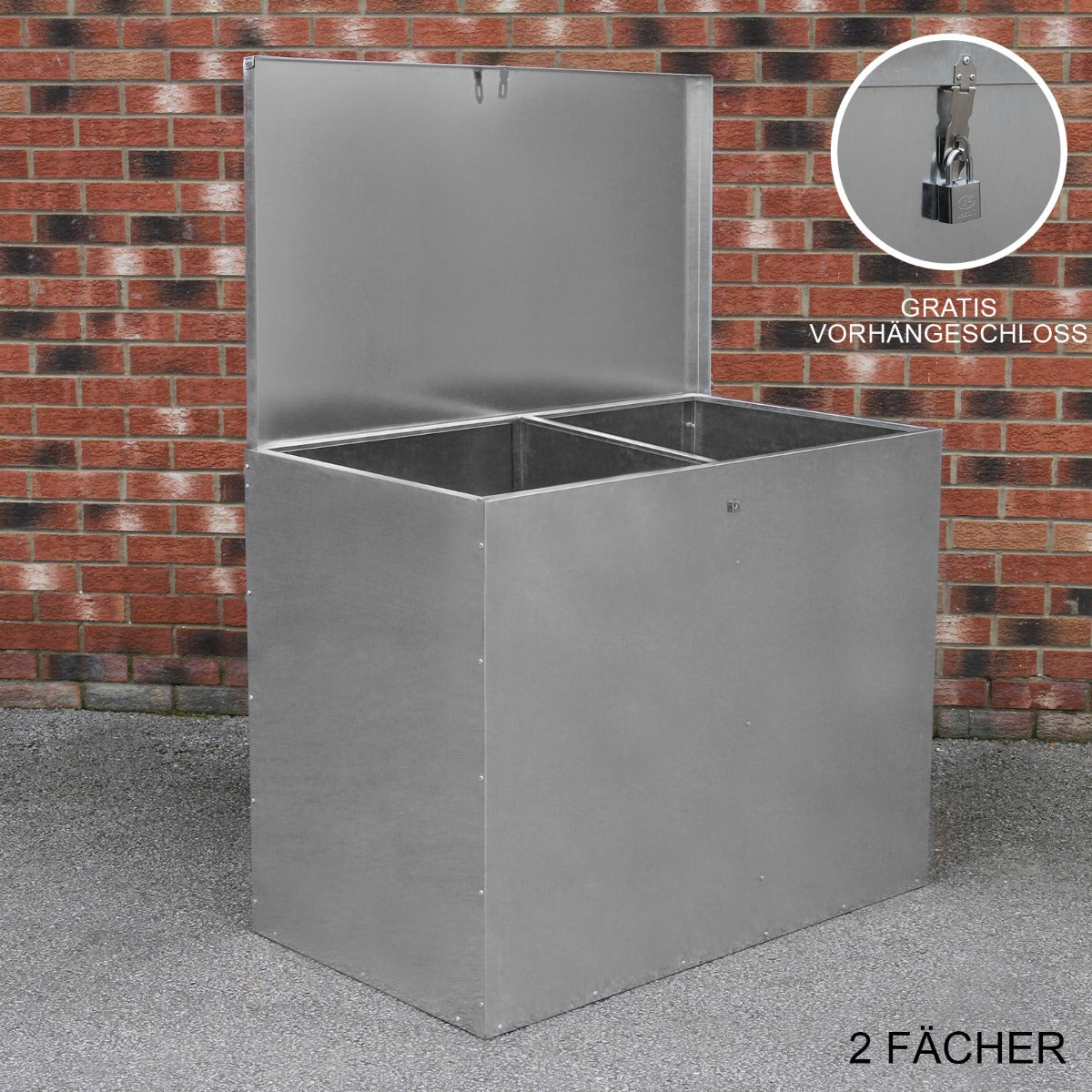 Grande recipiente de armazenamento de alimentação animal 64L exterior 2 compartimentos