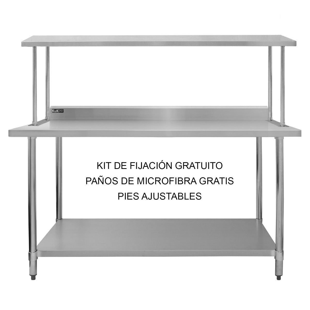 Kit de mesa de trabalho gastronómica KuKoo e prateleira de mesa em aço inoxidá vel 180cm