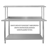 Kit de mesa de trabalho gastronómica KuKoo e prateleira de mesa em aço inoxidá vel 180cm