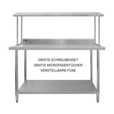 Kit de mesa de trabalho gastronómica KuKoo e prateleira de mesa em aço inoxidá vel 150cm
