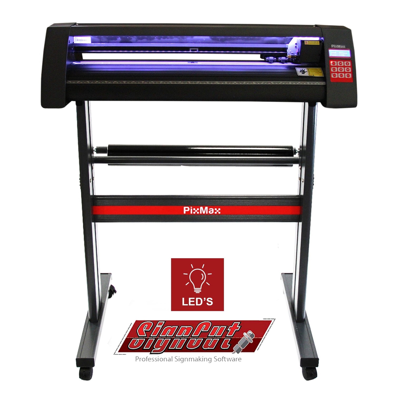 Cortador de vinil de 720 mm com suporte, Signcut Pro e guia de luz LED