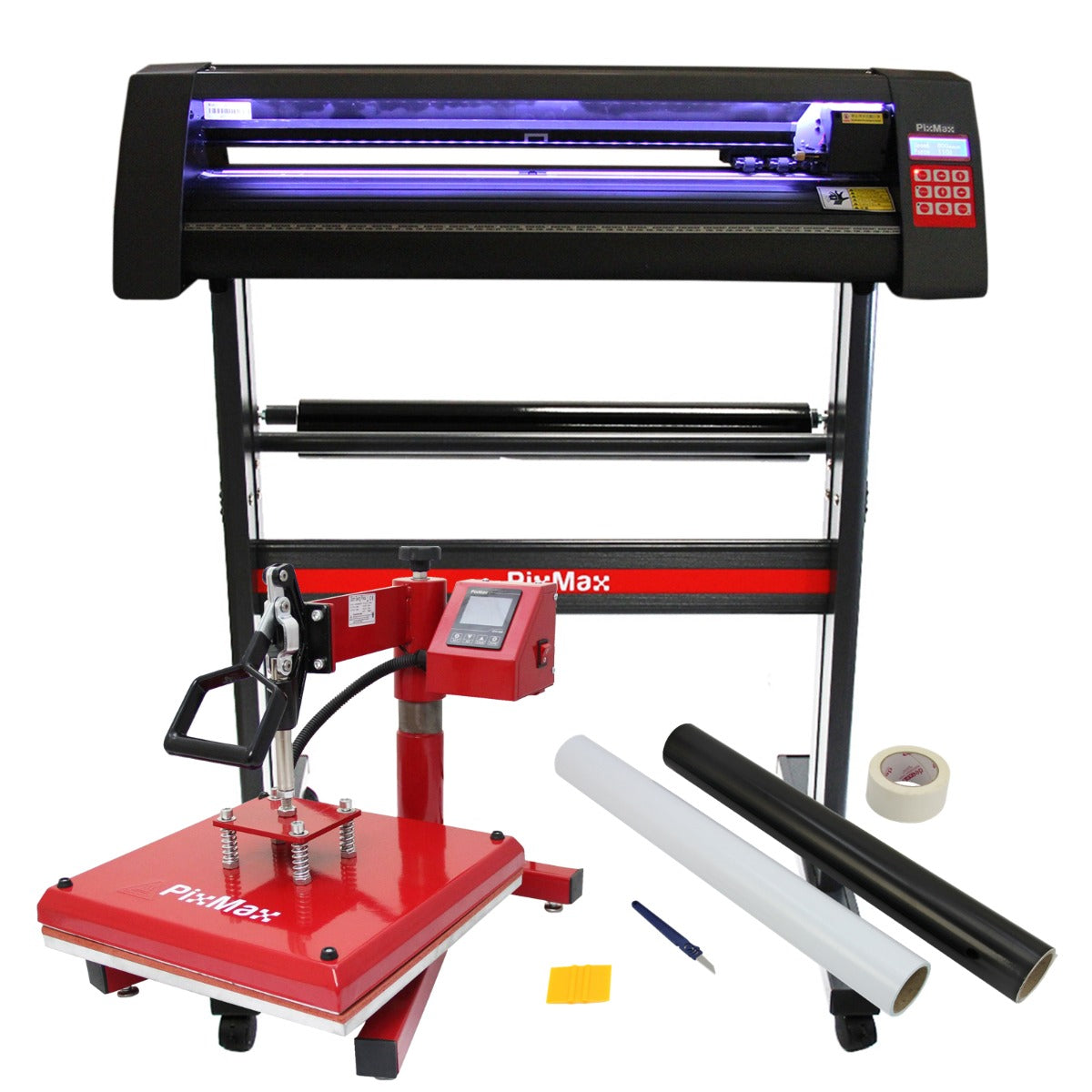 Cortador de vinil LED com prensa térmica giratória de 38 cm e software