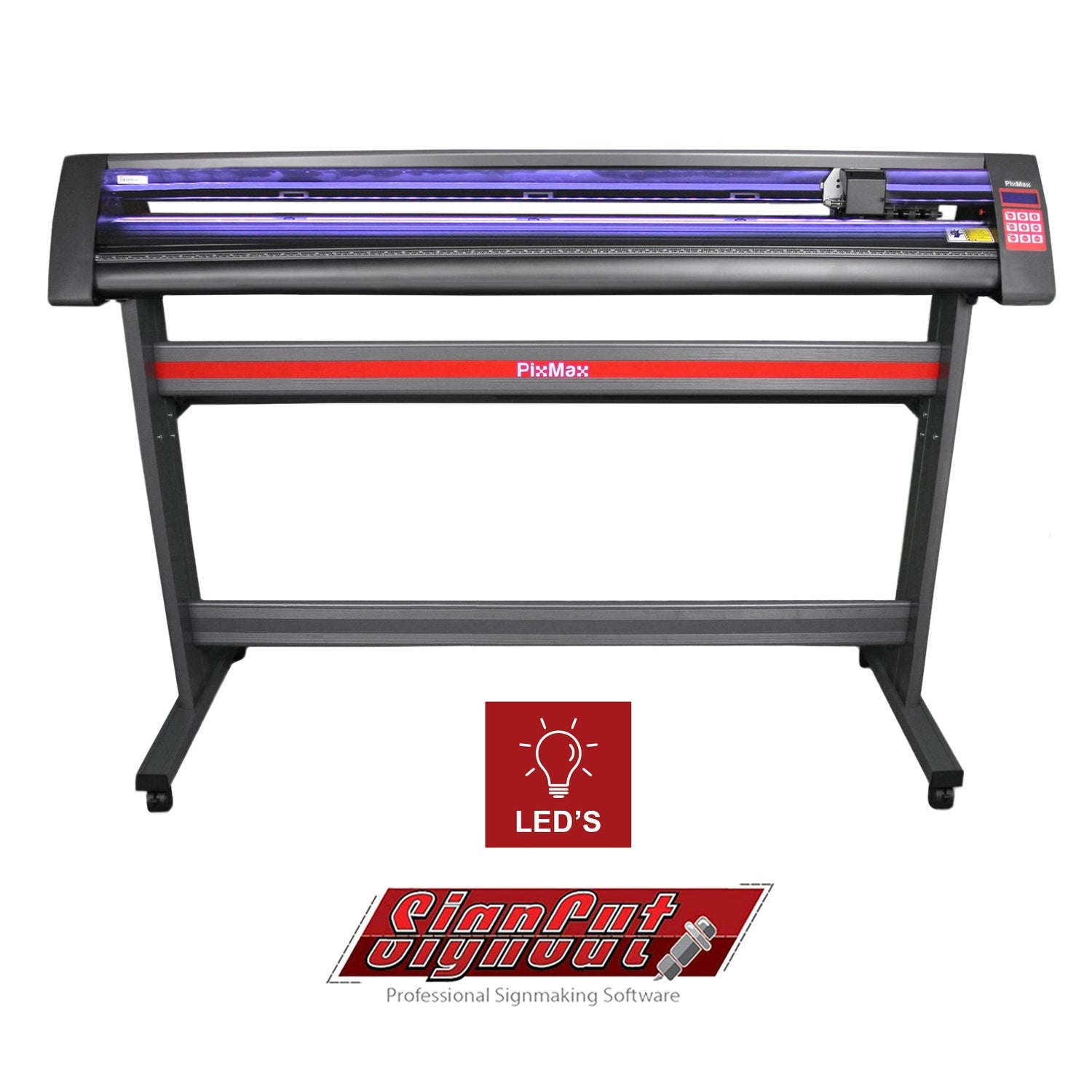 Cortador de vinil de 1350 mm com suporte, Signcut Pro e luz LED