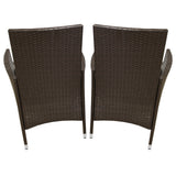 Conjunto bistró de rattan, 3 peças, cadeira de jardim ao ar livre, mesa, pá tio, sala de jantar, varanda, marrom