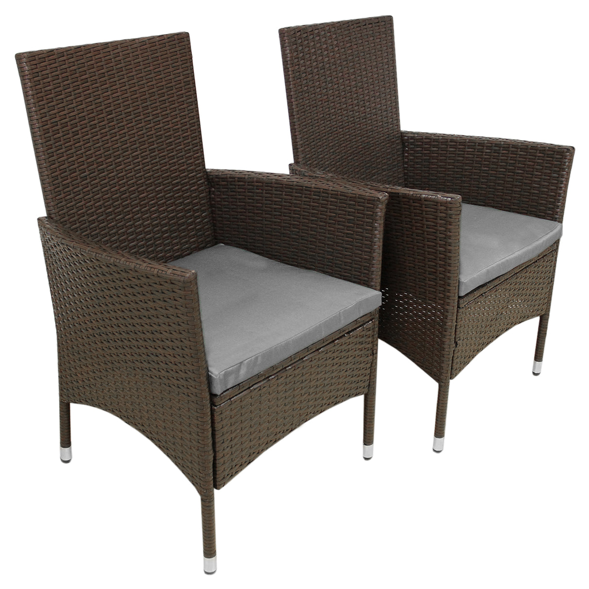 Conjunto bistró de rattan, 3 peças, cadeira de jardim ao ar livre, mesa, pá tio, sala de jantar, varanda, marrom