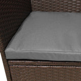 Conjunto bistró de rattan, 3 peças, cadeira de jardim ao ar livre, mesa, pá tio, sala de jantar, varanda, marrom