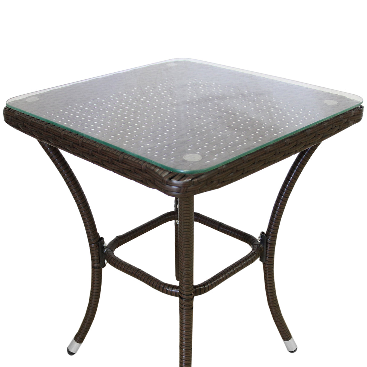Conjunto bistró de rattan, 3 peças, cadeira de jardim ao ar livre, mesa, pá tio, sala de jantar, varanda, marrom