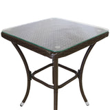 Conjunto bistró de rattan, 3 peças, cadeira de jardim ao ar livre, mesa, pá tio, sala de jantar, varanda, marrom