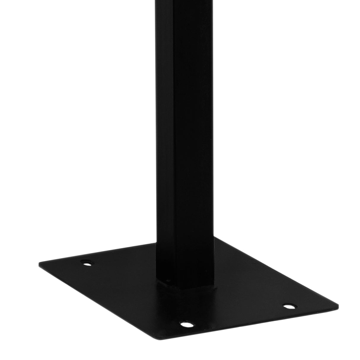 Suporte de caixa de correio Royal Mail em metal preto, com base quadrada e acabamento liso, ideal para instalação segura e durável