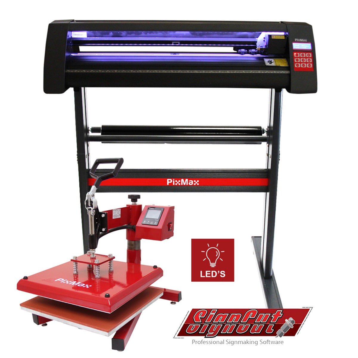 Cortador de vinil LED com prensa térmica giratória de 38 cm e software