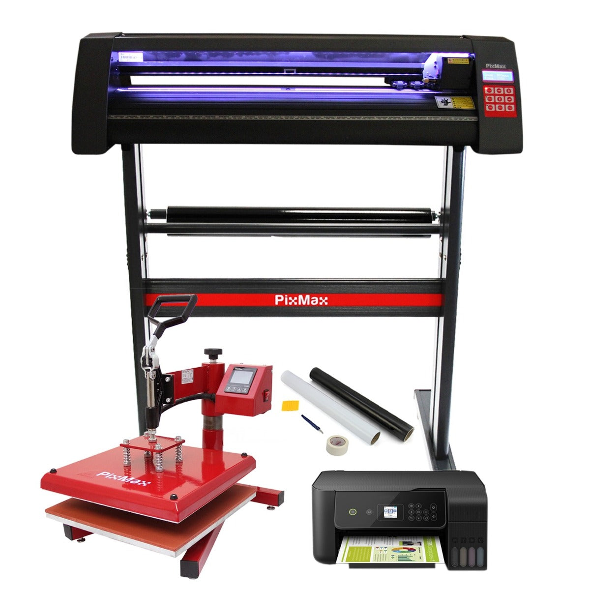 Cortador de vinil LED / Prensa térmica oscilante de 38 cm / Conjunto de sublimação