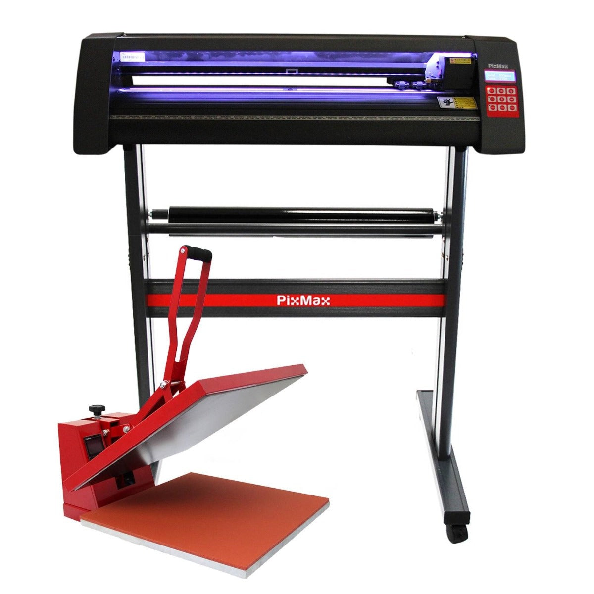 Cortador de vinil LED com prensa térmica giratória de 38 cm e software