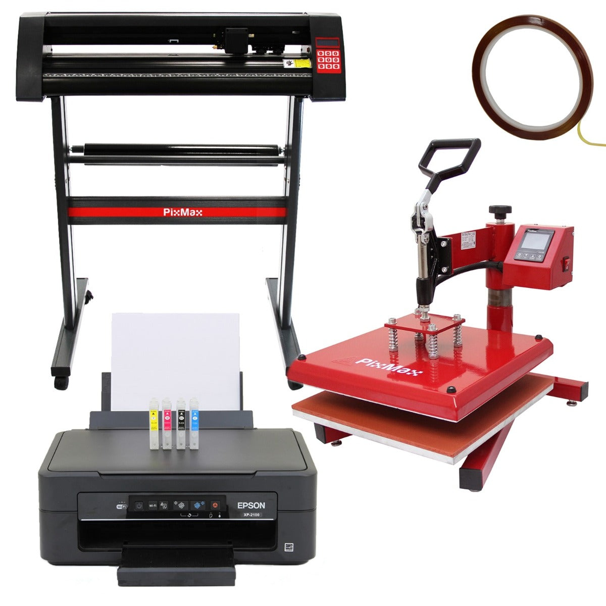 Prensa térmica oscilante de 38 cm, cortador de vinil de 720 mm + impressora Epson