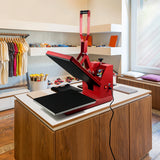 Prensa térmica Clam 38 x 38 cm e impressora com cartuchos