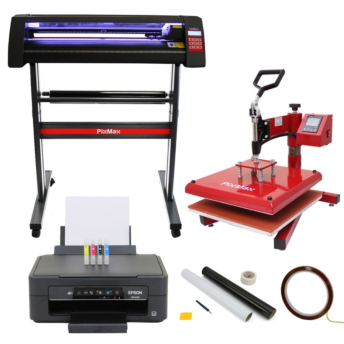 Prensa térmica oscilante de 38 cm, cortador de vinil LED, impressora e acessórios de vinil e corte