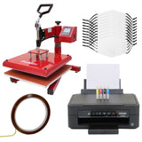 10 má scaras de sublimação média, prensa térmica oscilante e impressora Epson
