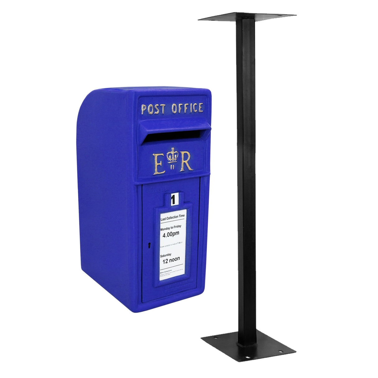Suporte de chão e parede em ferro fundido azul escocés Royal Mail Letterbox