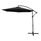 Guarda-sol cantilever de 3 m com base em leque com função de inclinação e cobertura livre | Preto