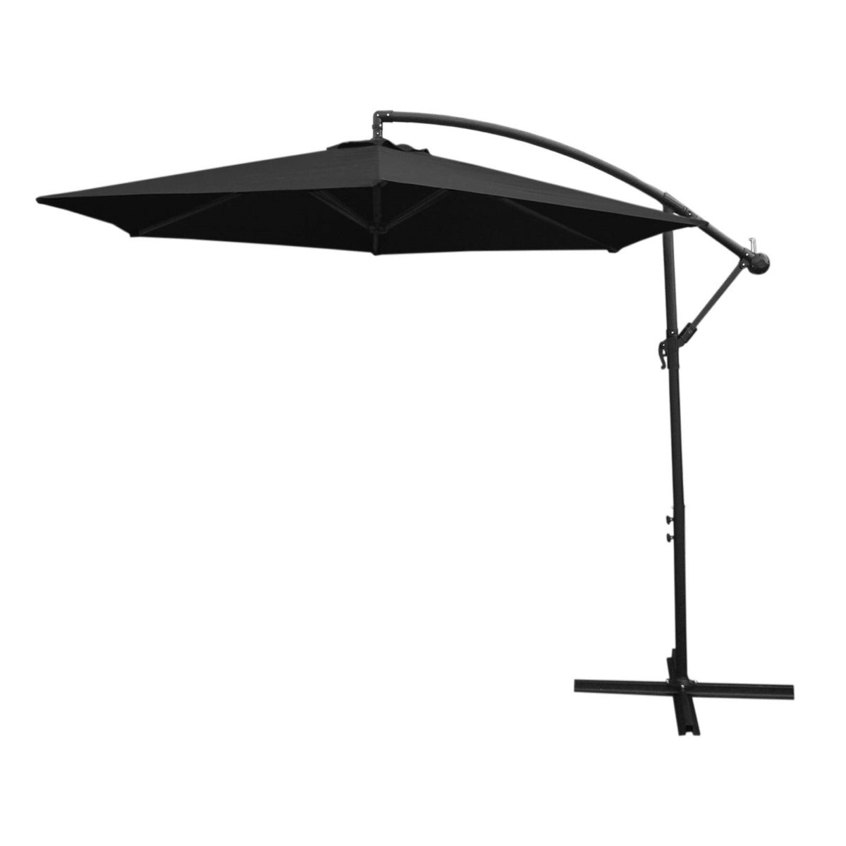 Guarda-sol cantilever de 3 m com base em leque com função de inclinação e cobertura livre | Preto