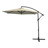 Guarda-chuva cantilever creme de 3m com base quadrada de mecanismo de manivela e capa á… prova d'á gua gratuita