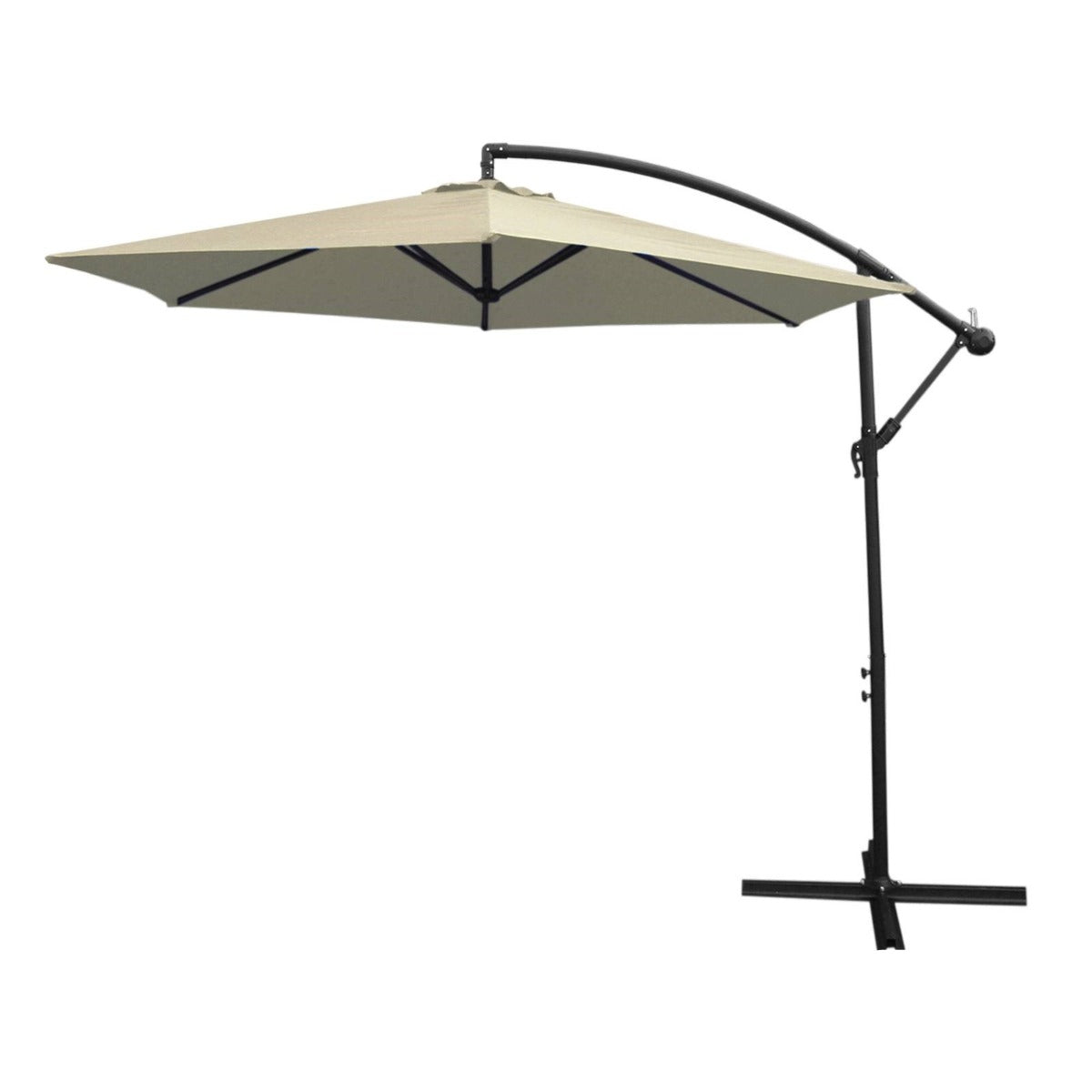 Guarda-chuva cantilever creme de 3m com base quadrada de mecanismo de manivela e capa á… prova d'á gua gratuita