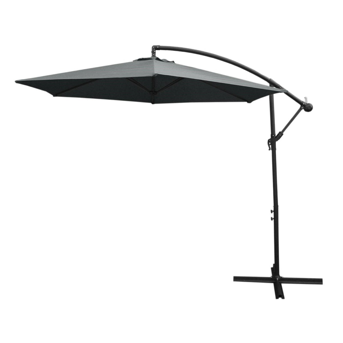 Guarda-sol cantilever de 3 m com base em leque com função de inclinação e cobertura livre | Cinza