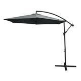 Guarda-sol cantilever de 3 m com base em leque com função de inclinação e cobertura livre | Cinza