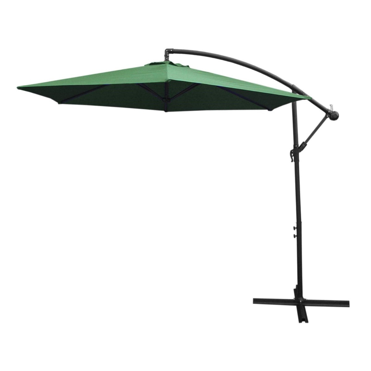 Guarda-sol cantilever de 3 m com base em leque com função de inclinação e cobertura livre | Verde