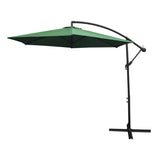 Guarda-sol cantilever de 3 m com base em leque com função de inclinação e cobertura livre | Verde