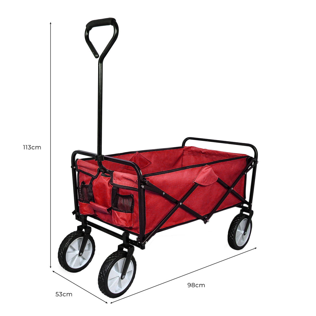 Carrinho Dobrável Todo-o-Terreno para Praia e Festivais Vermelho